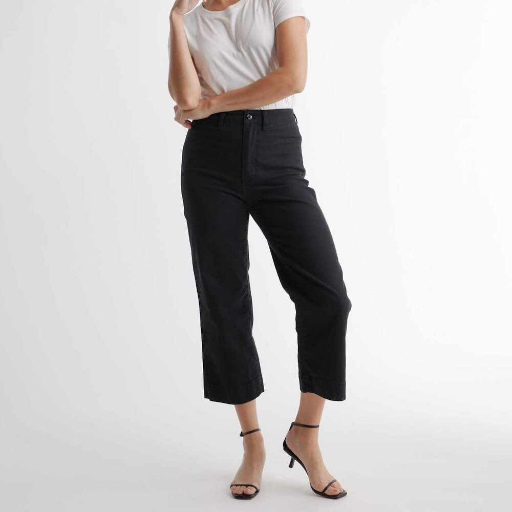 Quince Stretch Cotton Twill Wide-Leg Crop Pant